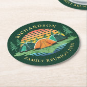ファミリー懇親会キャンピングトリップサンセットグリーン ラウンドペーパーコースター (アングル)
