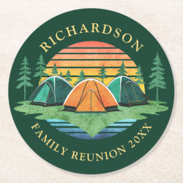 ファミリー懇親会キャンピングトリップサンセットグリーン ラウンドペーパーコースター