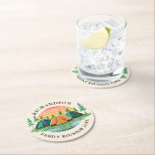 ファミリー懇親会キャンピングトリップヴィンテージサンセット ラウンドペーパーコースター (インサイチュ)