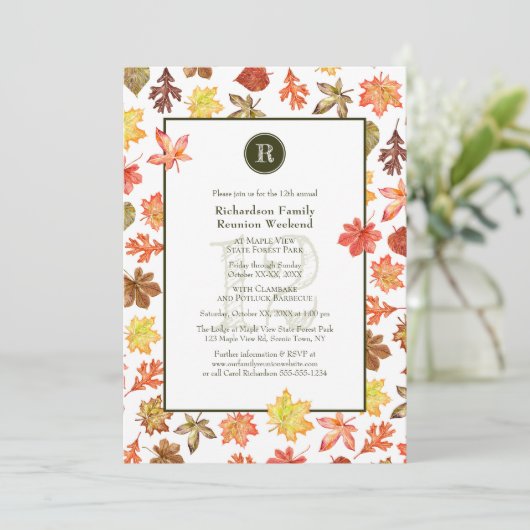 ファミリー懇親会キャンピングピクニックオータムモノグラム 招待状 (スタンド正面)