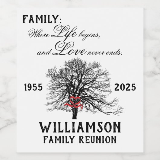 ファミリー懇親会キープサケツリーライフ引用文 ワインラベル (シングルラベル)