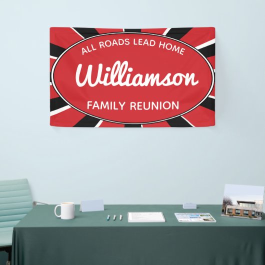 ファミリー懇親会ギャザリングブラック赤と白イベント 横断幕 (トレードショー)