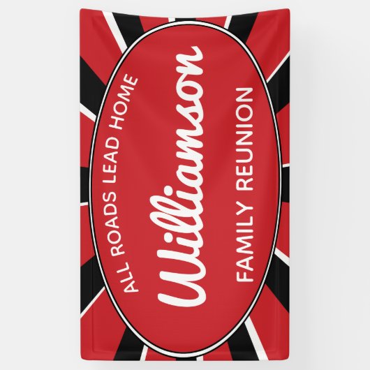 ファミリー懇親会ギャザリングブラック赤と白イベント 横断幕 (縦)