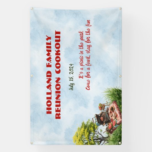 ファミリー懇親会クックアウトザパークバナー 横断幕 (縦)