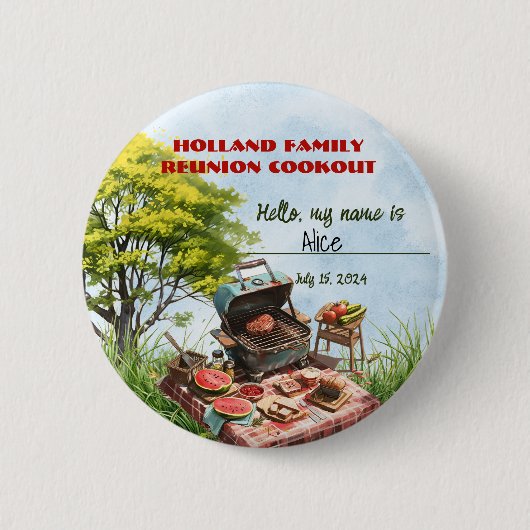 ファミリー懇親会クックアウトザパークボタン 缶バッジ (正面)