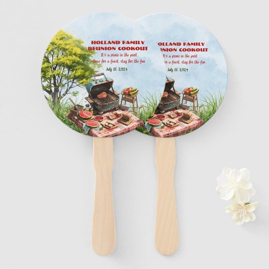 ファミリー懇親会クックアウトinザ・パーク一連のファン ハンドファン (正面&裏面)