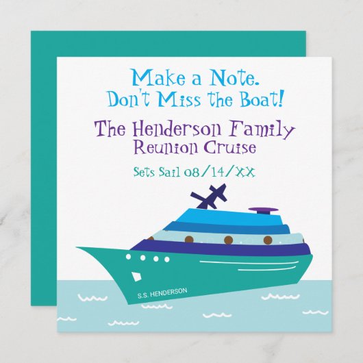 ファミリー懇親会クルーズクルーズシップ休暇保存日 (正面/裏面)