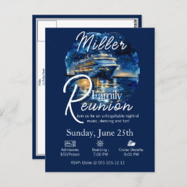 ファミリー懇親会クルーズシップブルー&ホワイト招待状 ポストカード