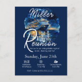 ファミリー懇親会クルーズシップブルー&ホワイト招待状 ポストカード (正面)