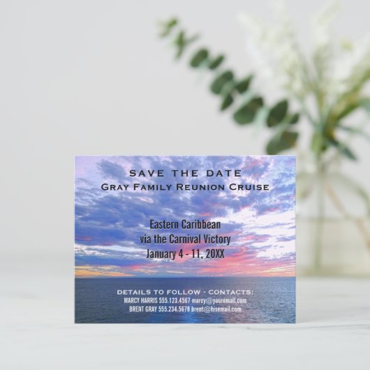 ファミリー懇親会クルーズバケーション | セーブザデート 案内ポストカード (スタンド正面)