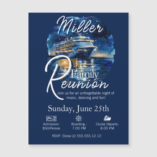 ファミリー懇親会クルーズ船招待状マグネット (正面)