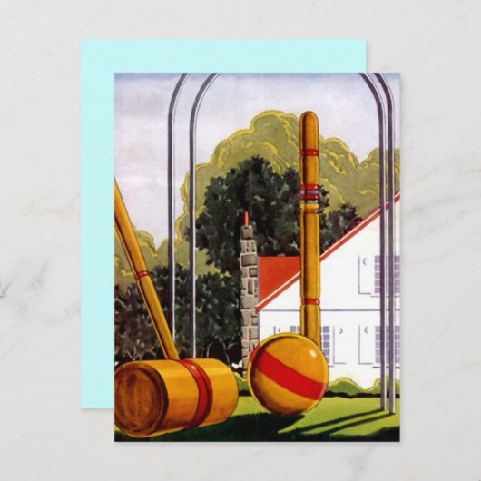 ファミリー懇親会クロケーローンカジュアル招待状 招待状 (正面/裏面)