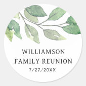 ファミリー懇親会グリーンパーソナライズされたリー ラウンドシール (正面)
