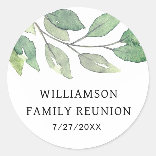 ファミリー懇親会グリーンパーソナライズされたリー ラウンドシール (正面)