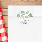 ファミリー懇親会グリーンパーソナライズされたリー ラウンドシール