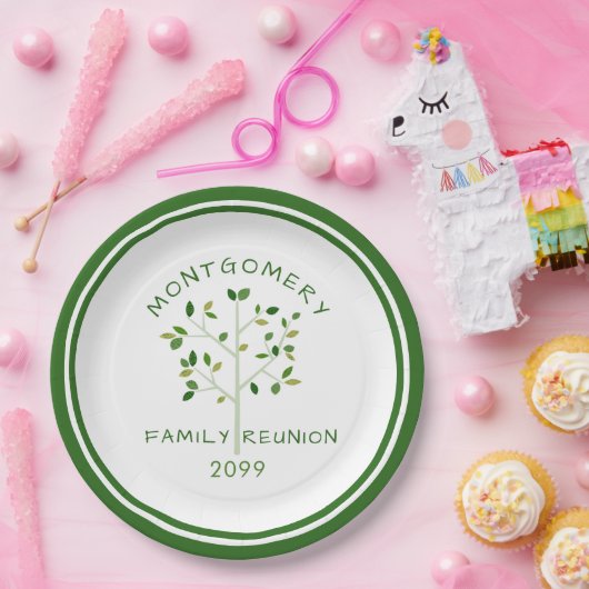 ファミリー懇親会グリーンファミリーツパーソナライズされたリー ペーパープレート (パーティー)