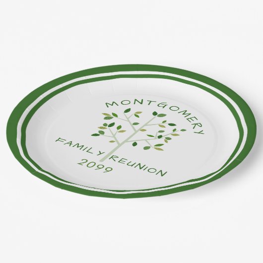 ファミリー懇親会グリーンファミリーツパーソナライズされたリー ペーパープレート (アングル)