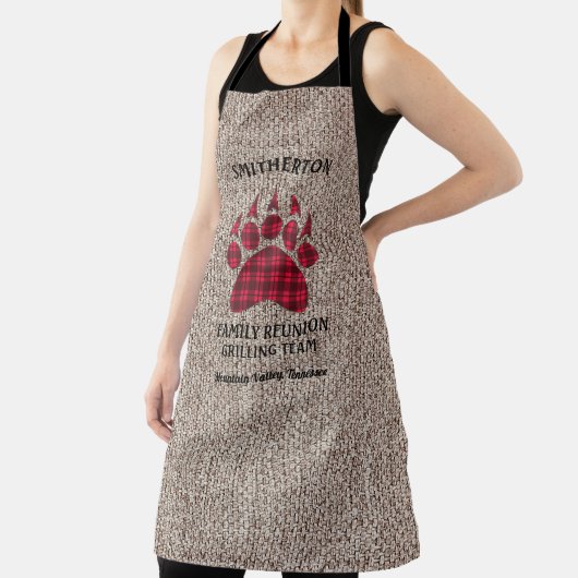 ファミリー懇親会グ素朴リルバーラップ市松模様にベア エプロン (インサイチュ)