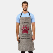 ファミリー懇親会グ素朴リルバーラップ市松模様にベア エプロン (着用した状態)