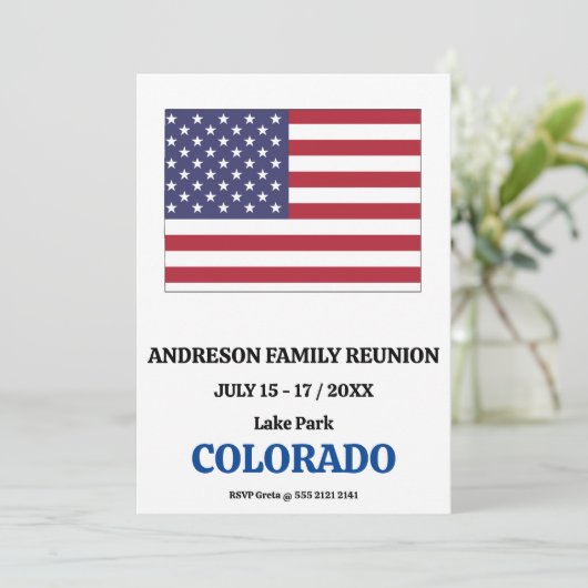 ファミリー懇親会🎉コロラド州州マップUSA国旗 招待状 (スタンド正面)