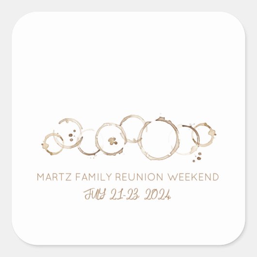 ファミリー懇親会コーヒーリングや輪イベント日 スクエアシール (正面)