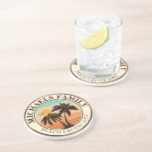 ファミリー懇親会サマーサンセットビーチパームツリーズ60s コースター (側面)