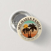 ファミリー懇親会サマーサンセットビーチパームツリーズ60s 缶バッジ (正面&裏面)