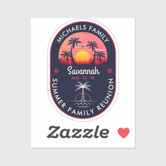 ファミリー懇親会サマーサンセットビーチパームツリー シール (シート)