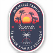 ファミリー懇親会サマーサンセットビーチパームツリー シール (正面)