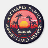 ファミリー懇親会サマーサンセットビーチパームツリー マグネット (正面)