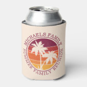 ファミリー懇親会サマーサンセットビーチパームツリー 缶クーラー (缶正面)
