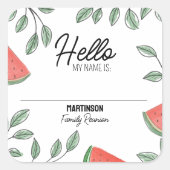 ファミリー懇親会サマーツリースイカ名 スクエアシール (正面)