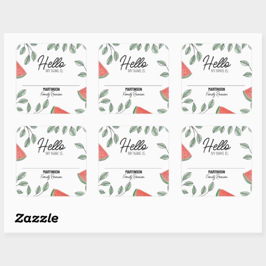 ファミリー懇親会サマーツリースイカ名 スクエアシール (シート)