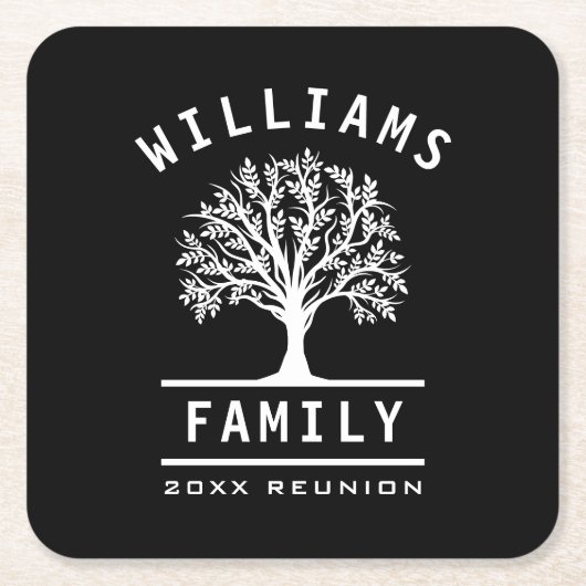 ファミリー懇親会サマーバケーションロードトリップツリー スクエアペーパーコースター (正面)