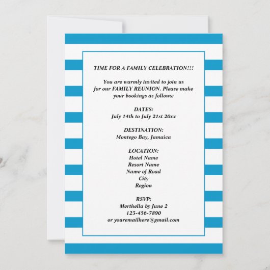 ファミリー懇親会サマーバケーション 招待状 (裏面)