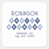 ファミリー懇親会サマーパーティー好意エンベロープブルー スクエアシール (正面)