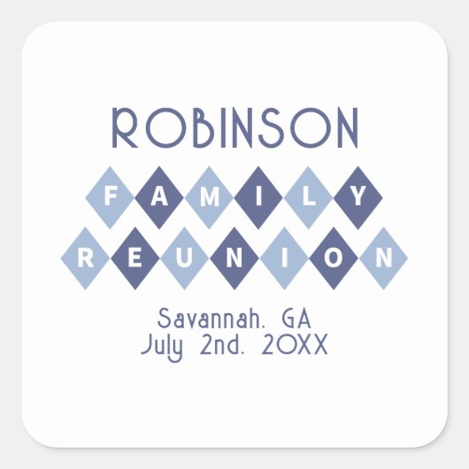 ファミリー懇親会サマーパーティー好意エンベロープブルー スクエアシール (正面)