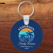 ファミリー懇親会サマービーチパームツリーズブルー キーホルダー (正面)