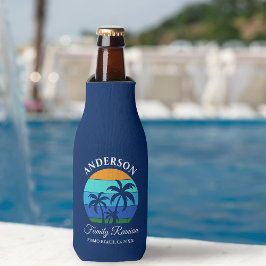 ファミリー懇親会サマービーチパームツリーズブルー ボトルクーラー