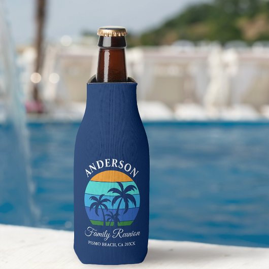 ファミリー懇親会サマービーチパームツリーズブルー ボトルクーラー