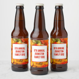 ファミリー懇親会サマーピクニクカラフルフォトBBQ ビールラベル