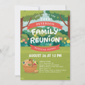ファミリー懇親会サマーピクニックおもしろいイラストレーション 招待状 (正面)