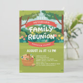 ファミリー懇親会サマーピクニックおもしろいイラストレーション 招待状 (スタンド正面)