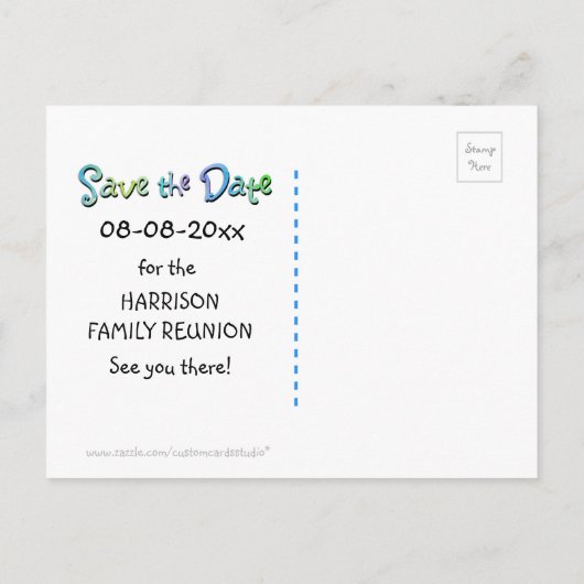 ファミリー懇親会サンシャイン日付はがきを保存 案内ポストカード (裏面)