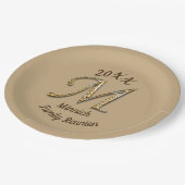 ファミリー懇親会シルバー金ゴールドレターMモノグラム ペーパープレート (アングル)