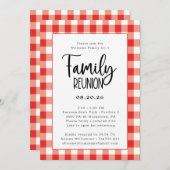 ファミリー懇親会ジンガ赤と白ムバッファローチェック 招待状 (正面/裏面)