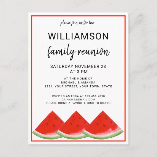 ファミリー懇親会スイカサマーパーティー 案内ポストカード (正面)