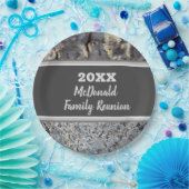 ファミリー懇親会スネークスキンパターングレーブラックモザイク ペーパープレート (パーティー)