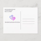 ファミリー懇親会セーブザデートブルーピンクハート 案内ポストカード (裏面)