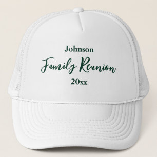 ファミリー懇親会ダークグリーンホワイトネーム年テンプレート キャップ